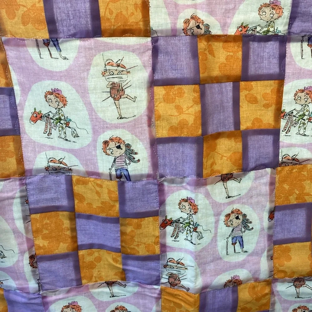 Handmade Kid Playing Pirate Cowboy 9 Patch Crib Quilt